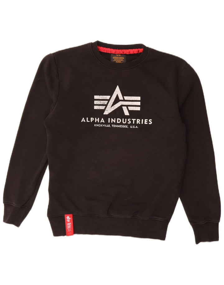 Felpa grafica da uomo Alpha Industries Maglione piccolo nero