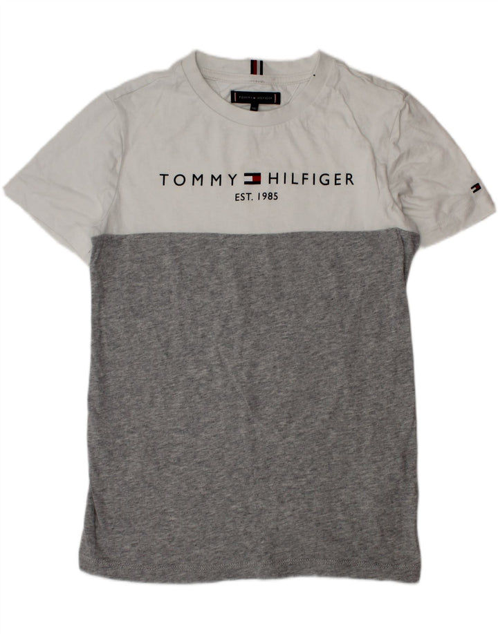 TOMMY HILFIGER T-shirt grafica per ragazzi 9-10 anni in cotone color block grigio