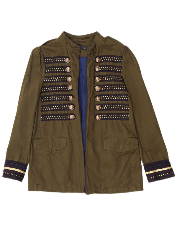 Giacca militare aperta da donna Zara UK 14 grande verde