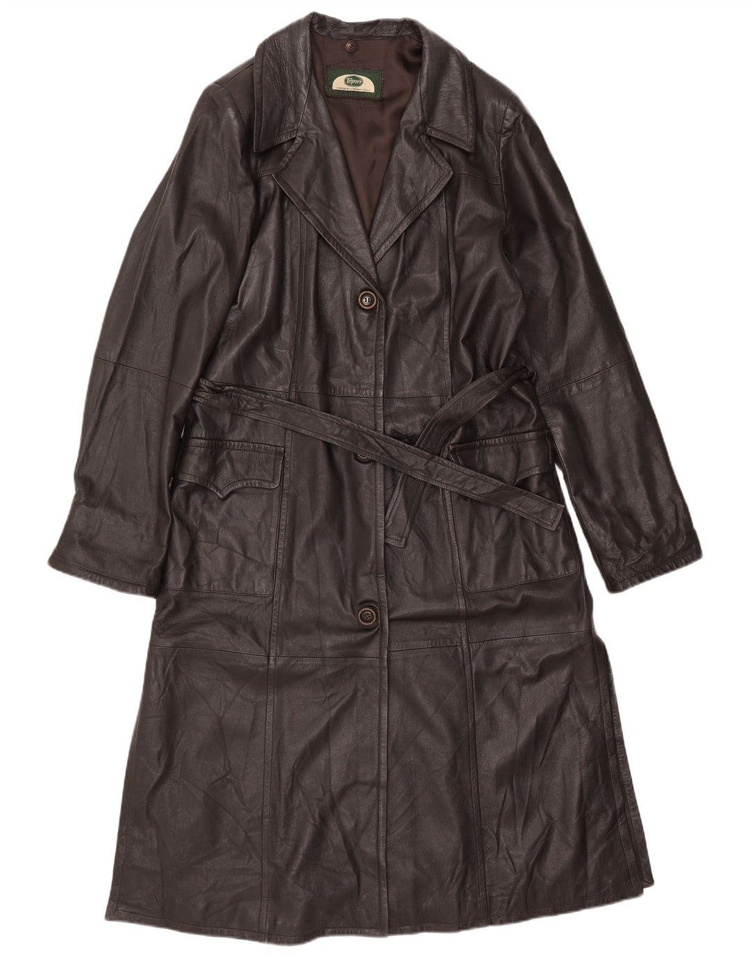 Cappotto in pelle vintage da donna IT 50 XL in pelle marrone