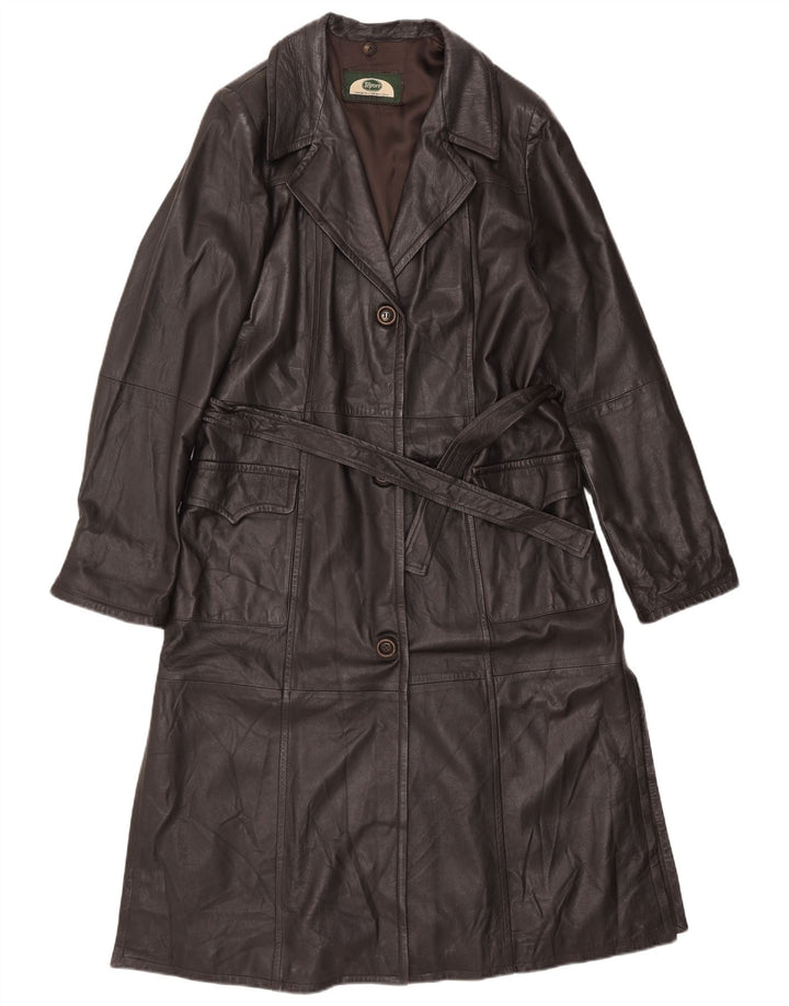 Cappotto in pelle vintage da donna IT 50 XL in pelle marrone