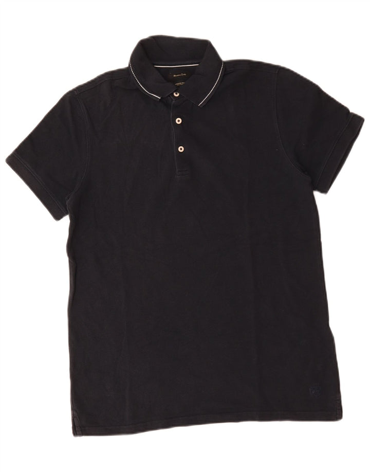 Polo da uomo Massimo Dutti in cotone blu navy medio