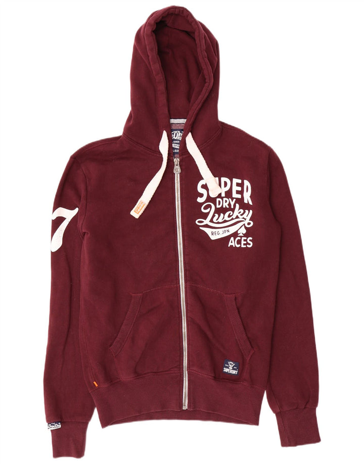 Maglione con cappuccio e zip grafica da uomo Superdry piccolo in cotone marrone