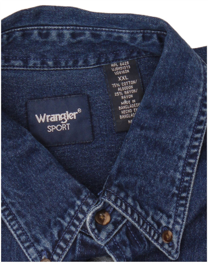 Camicia in denim da uomo Wrangler 2XL cotone blu navy