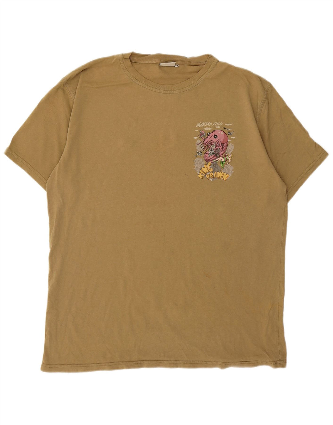 T-shirt grafica da uomo Weird Fish Top in cotone kaki medio