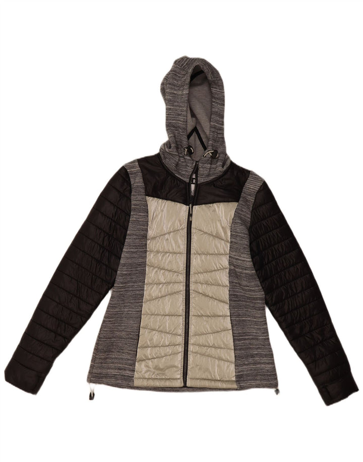 Giacca imbottita con cappuccio da donna Superdry UK 12 Nylon color block grigio medio