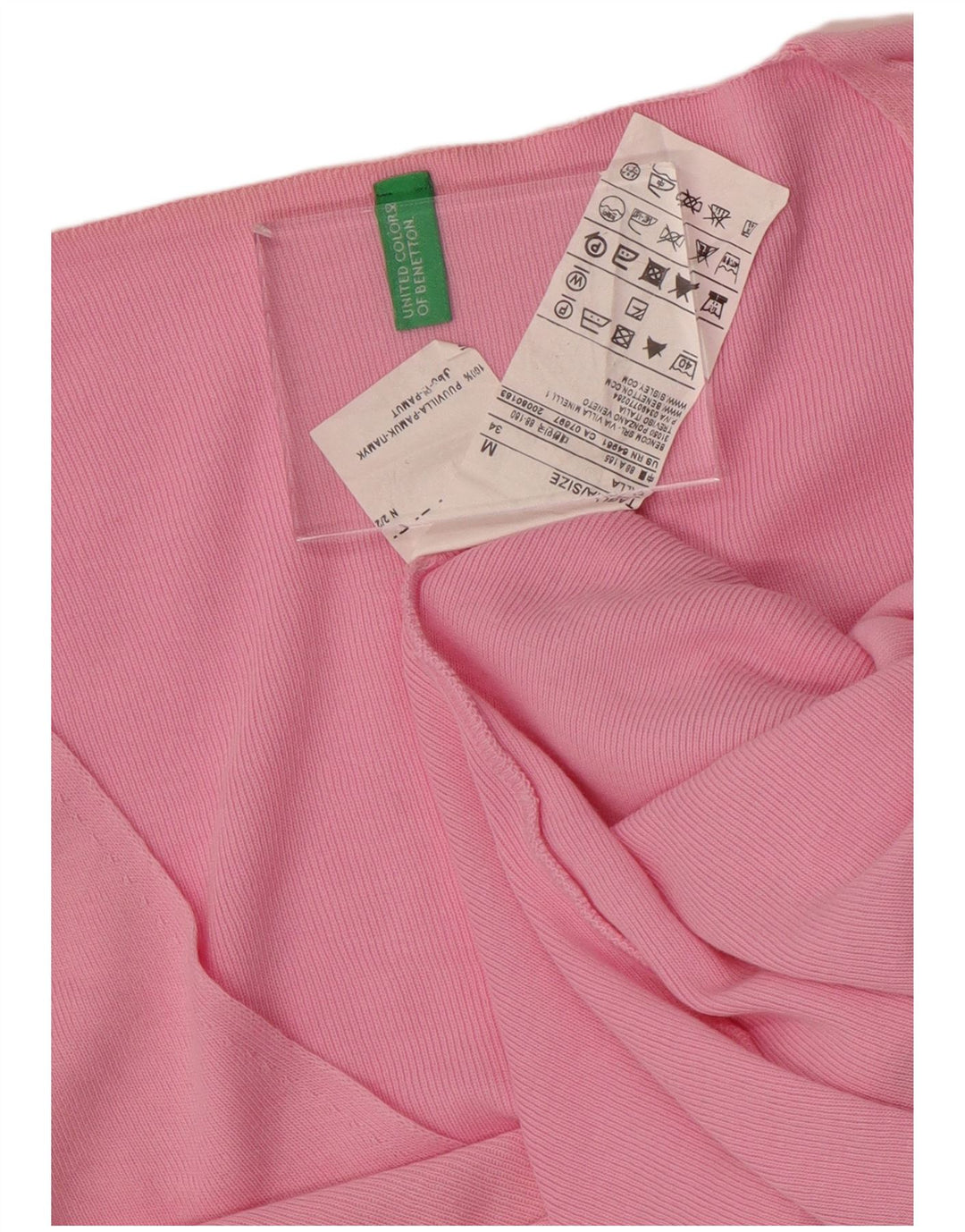 BENETTON Maglione da donna con scollo a V UK 12 Cotone rosa medio