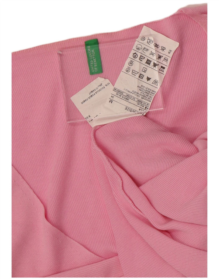 BENETTON Maglione da donna con scollo a V UK 12 Cotone rosa medio