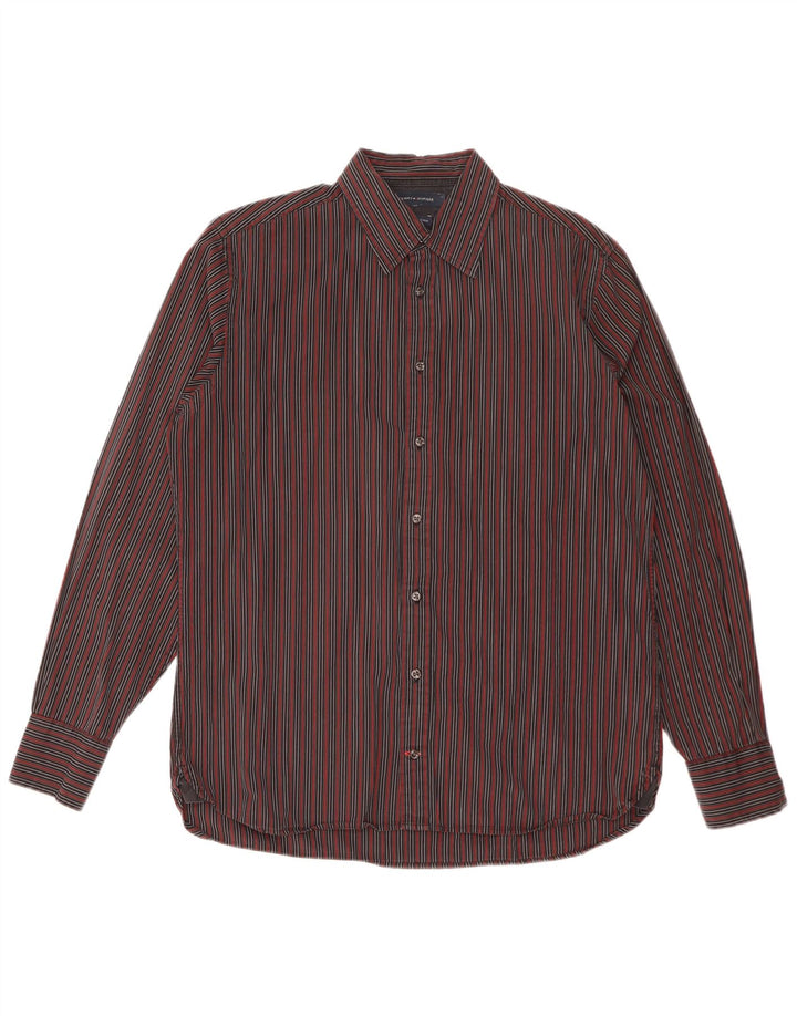 TOMMY HILFIGER Camicia da uomo in cotone a righe nere medie