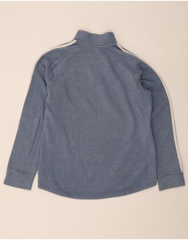 Felpa da donna con collo con zip Adidas, maglione, UK 12/14, cotone blu medio