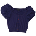 FRENCH CONNECTION Maglione Bolero da donna a maniche corte UK 12 Medio Blu Navy