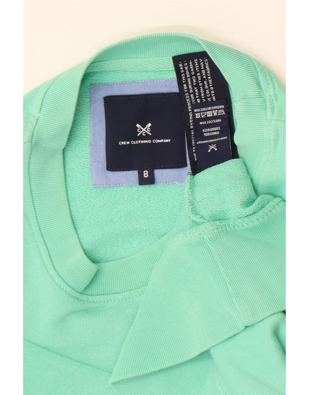 Crew Clothing Top oversize da donna manica lunga UK 8 piccolo cotone verde