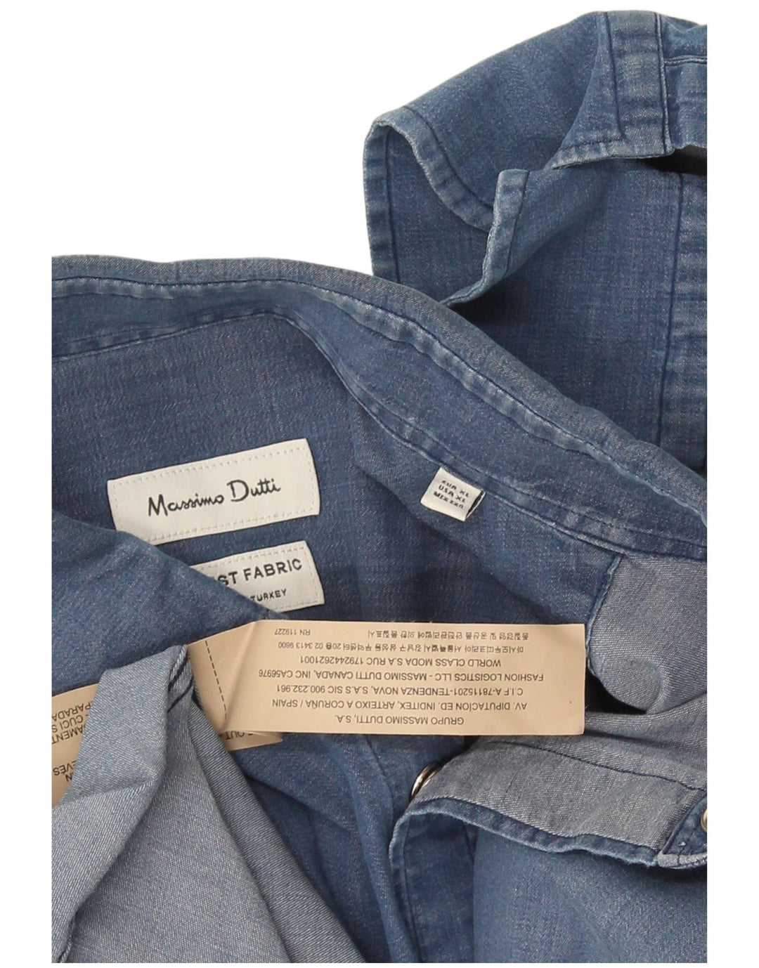 Camicia in denim vestibilità regolare da uomo Massimo Dutti XL in cotone blu
