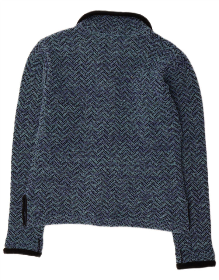 ICELANDIC Womens Cardigan Sweater UK 14 Medium Blue Chevron Wool