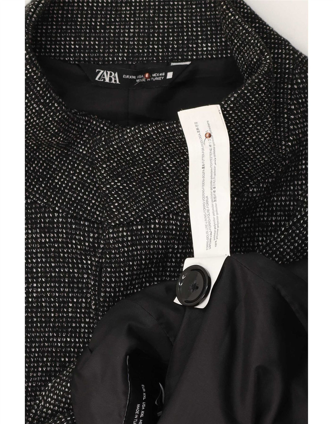 Soprabito aperto da uomo Zara UK 44 2XL Poliestere chiazzato grigio