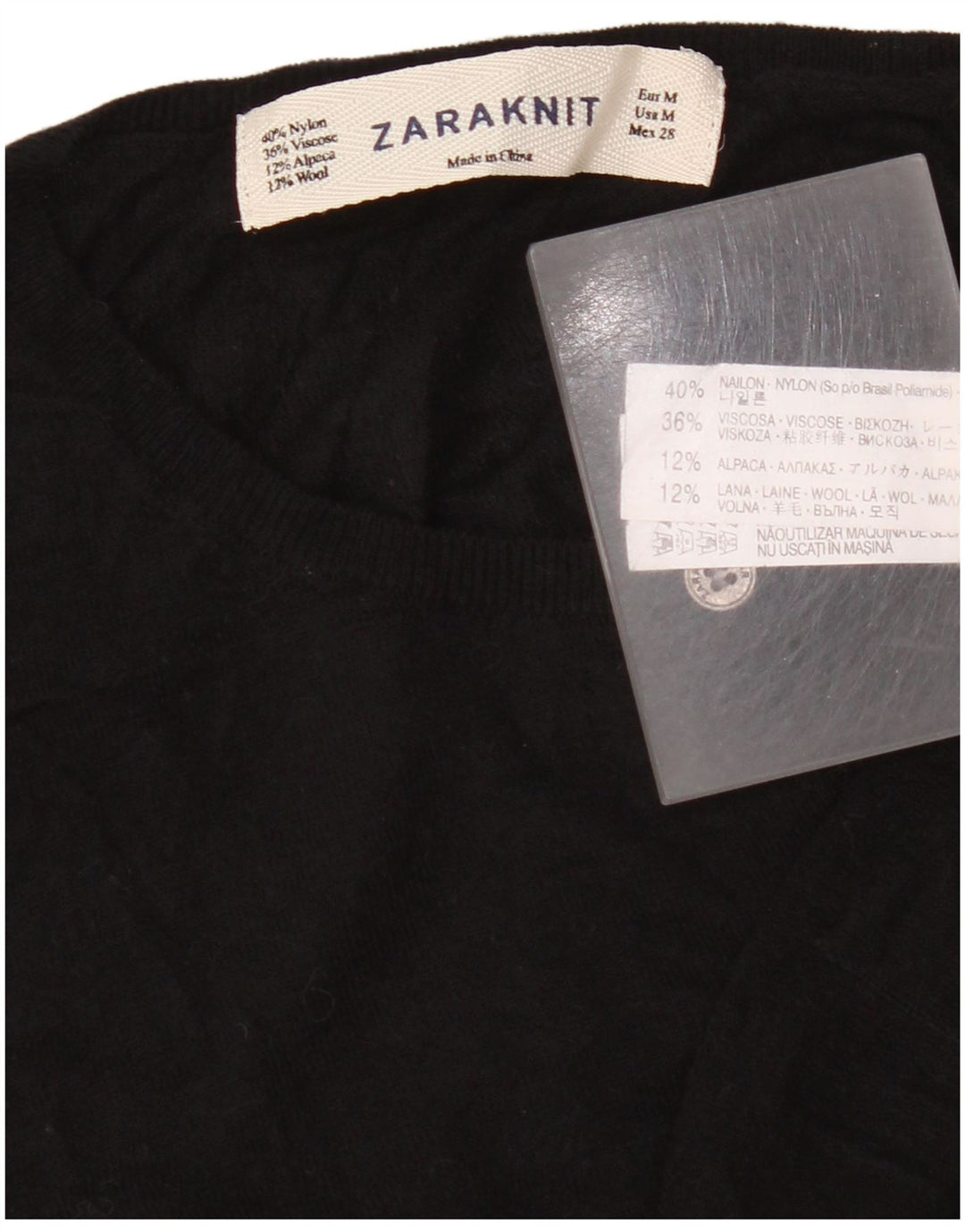 Maglione cardigan da donna Zara UK 14 nylon nero medio