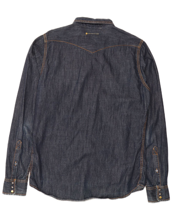 Camicia di jeans da uomo Diesel grande in cotone blu navy