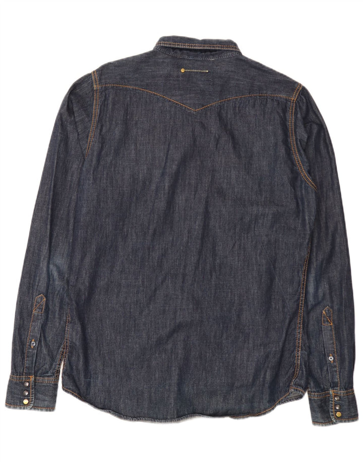 Camicia di jeans da uomo Diesel grande in cotone blu navy