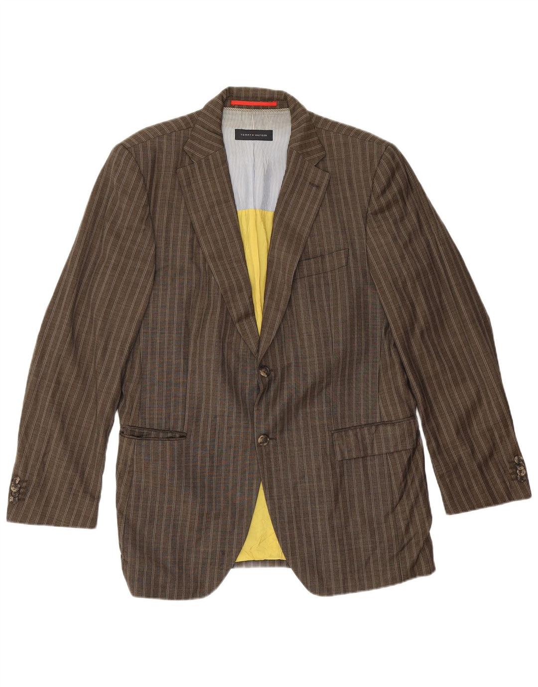 Giacca blazer a 2 bottoni da uomo Tommy Hilfiger IT 52 XL viscosa a righe marrone