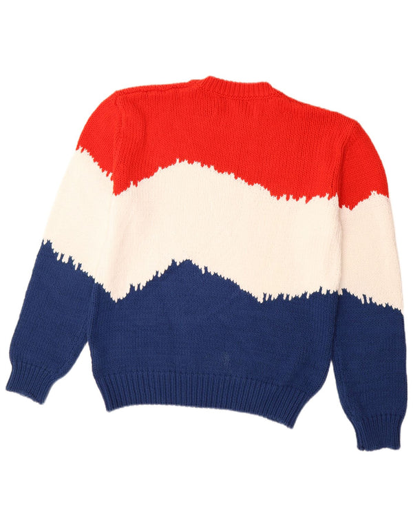 BENETTON Maglione girocollo da donna UK 14 medio multicolore