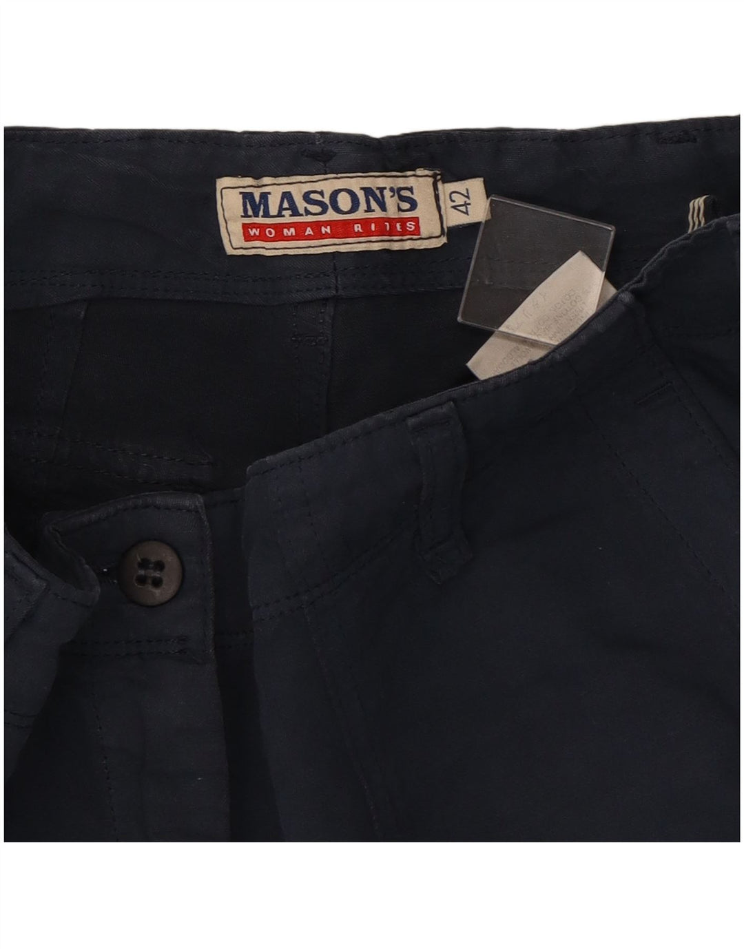 MASON'S Womens Straight Chino Trousers IT 42 Medium W28 L30 Navy Blue
