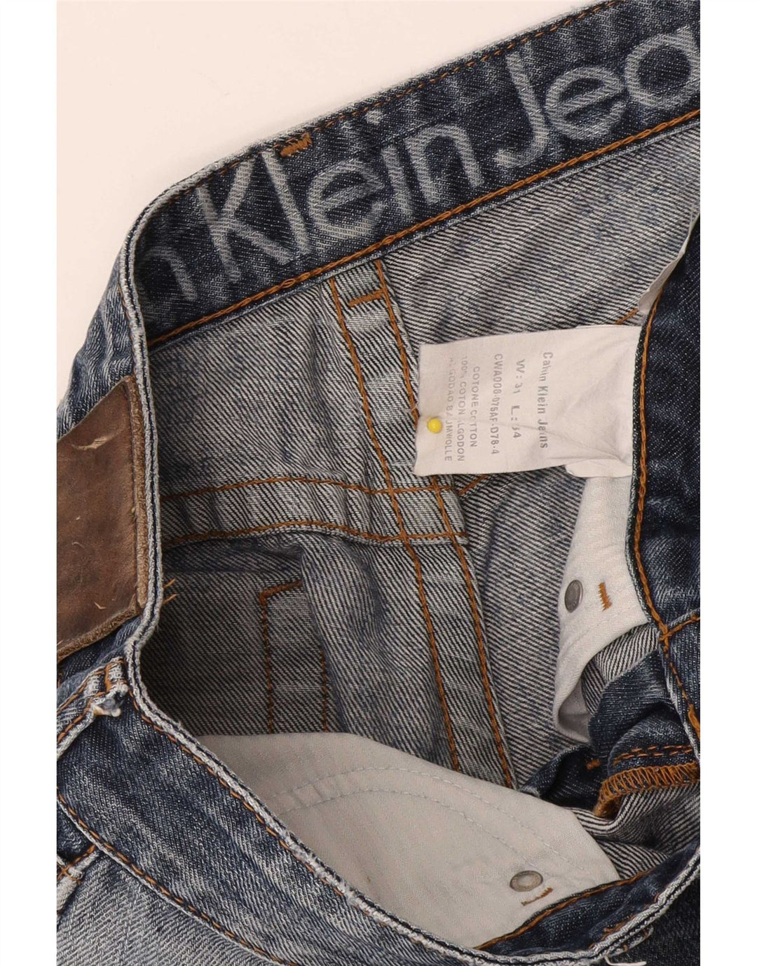 Jeans dritti da uomo Calvin Klein W31 L34 cotone blu