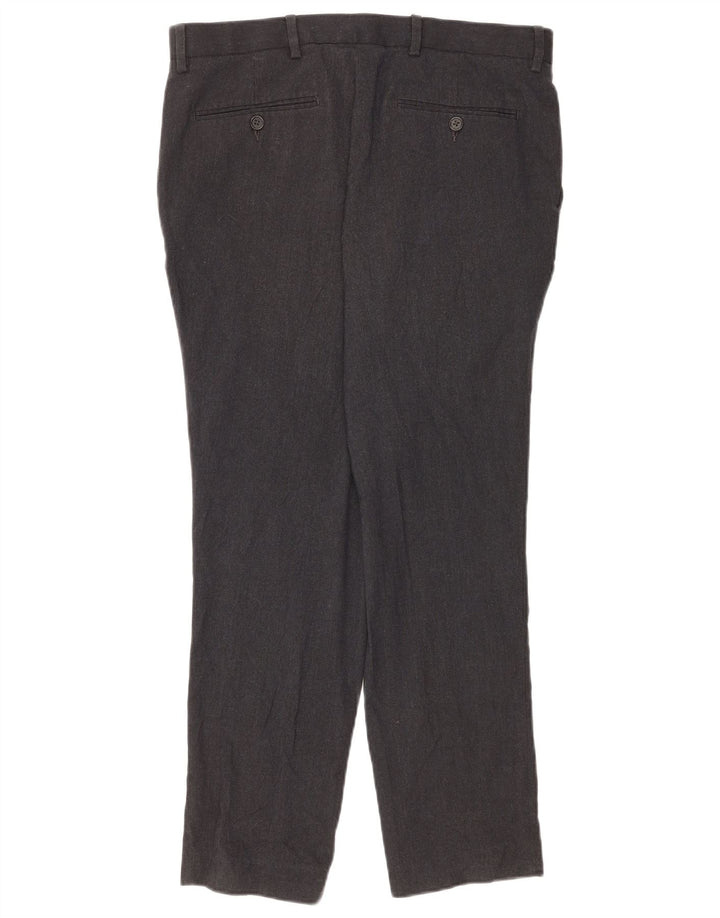 Pantaloni da abito slim da uomo Marks & Spencer W34 L29 poliestere grigio
