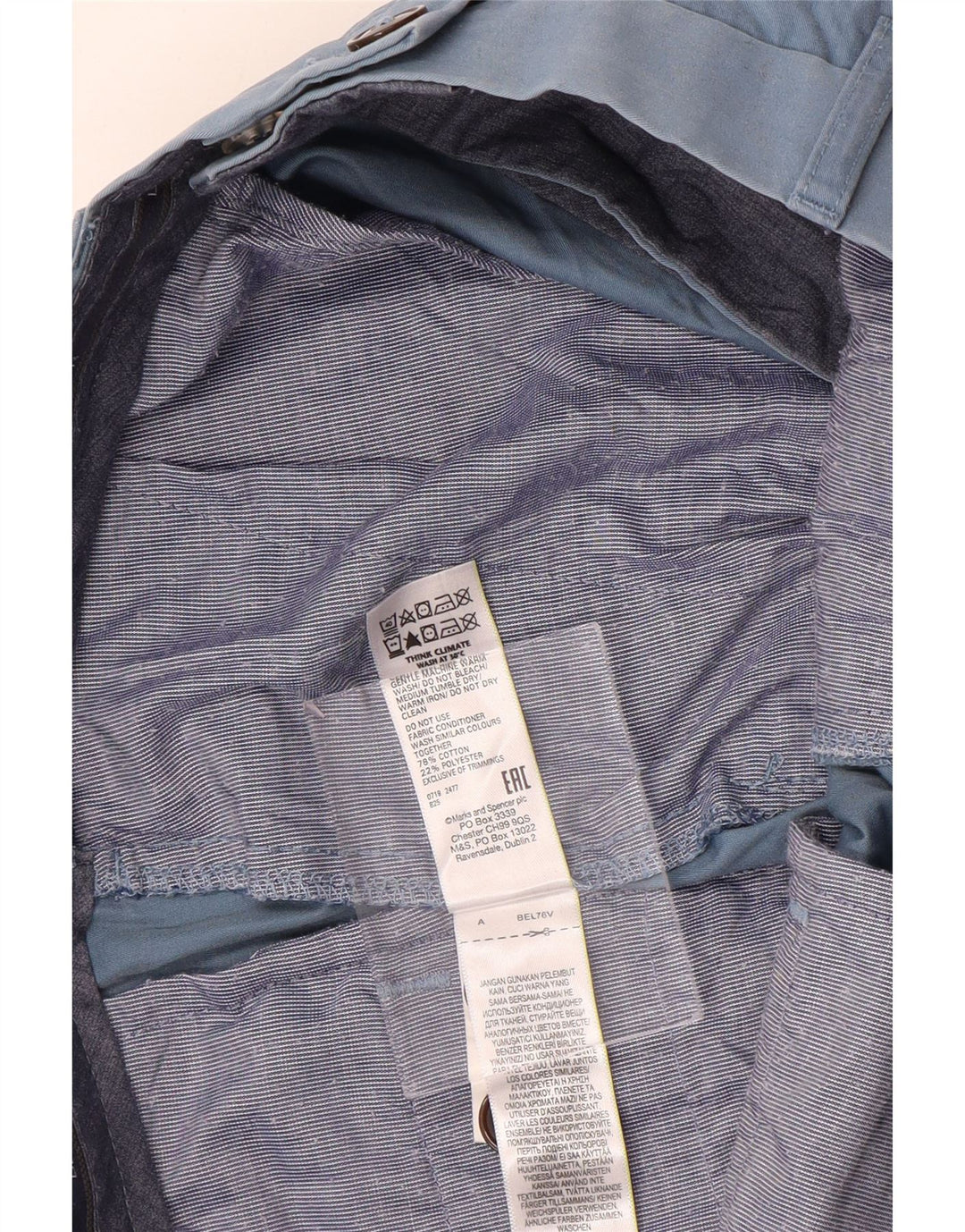 Pantaloni chino dritti da uomo Marks & Spencer W32 L29 cotone blu