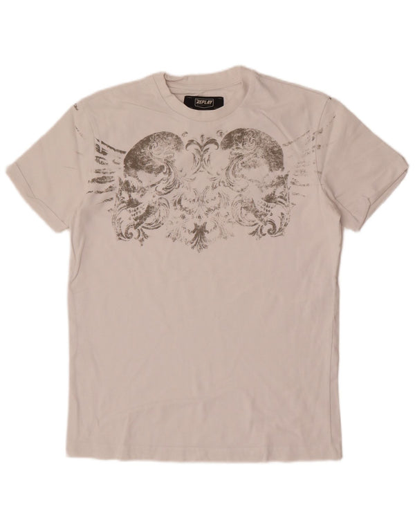 T-shirt grafica da uomo Replay Top piccola bianca