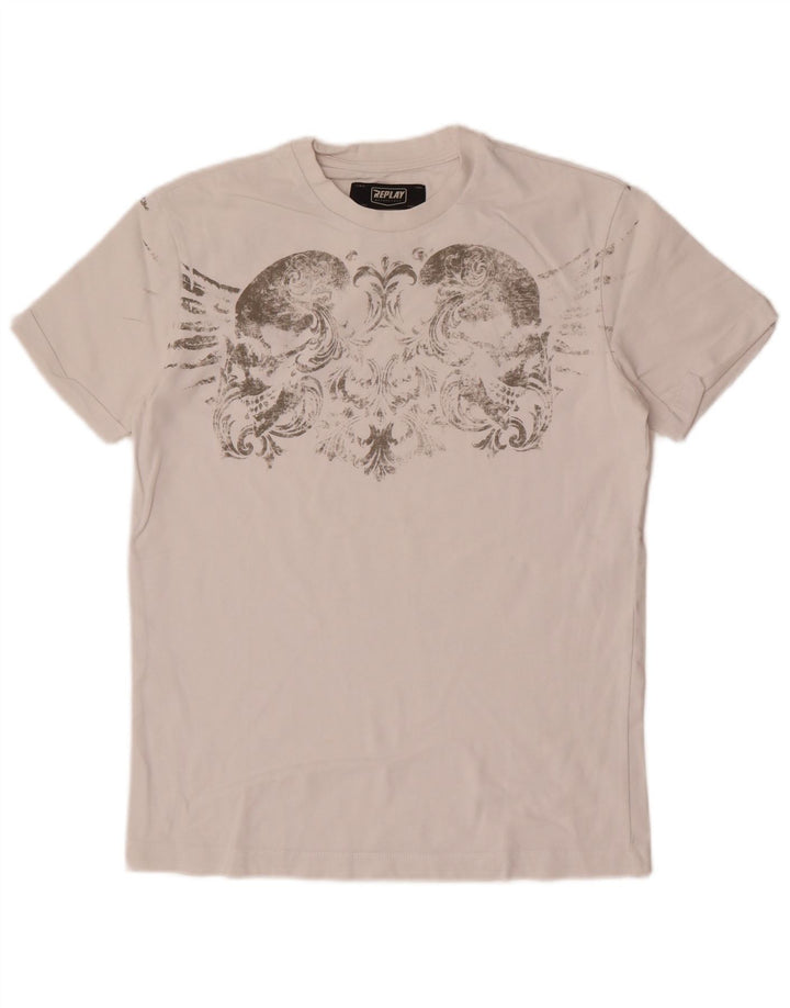 T-shirt grafica da uomo Replay Top piccola bianca