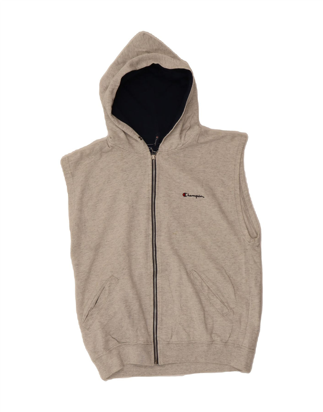 CHAMPION Mens Sleeveless Zip Hoodie Sweater Small Grey Cotton Vintage Champion and Second-Hand Champion from Messina Hembry 