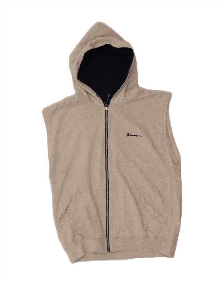 CHAMPION Mens Sleeveless Zip Hoodie Sweater Small Grey Cotton Vintage Champion and Second-Hand Champion from Messina Hembry 