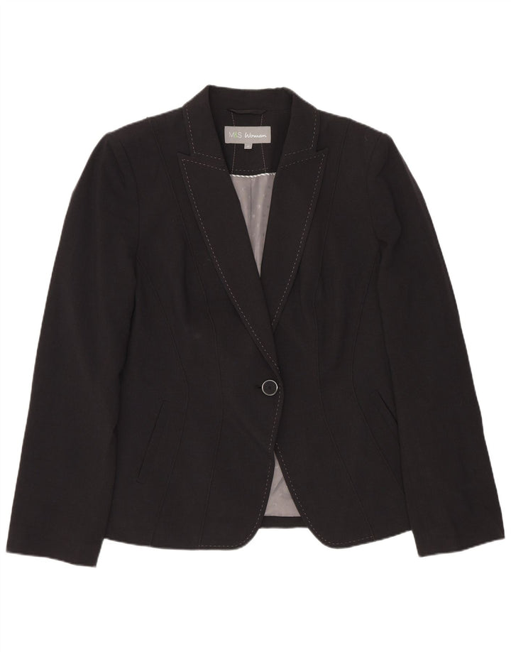 Giacca blazer a 1 bottone Marks & Spencer da donna UK 14 grande poliestere grigio