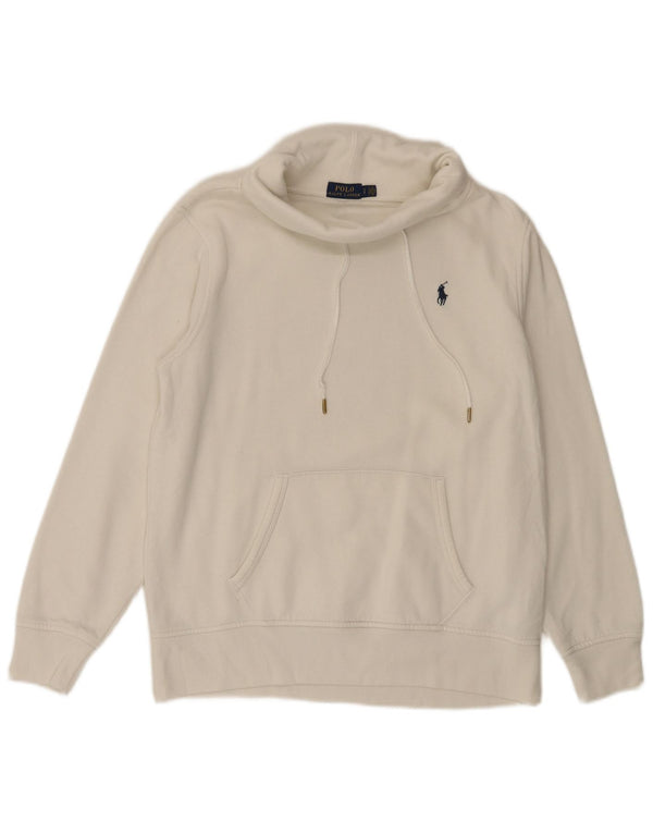 POLO RALPH LAUREN Felpa oversize da donna maglione UK 10 piccolo bianco