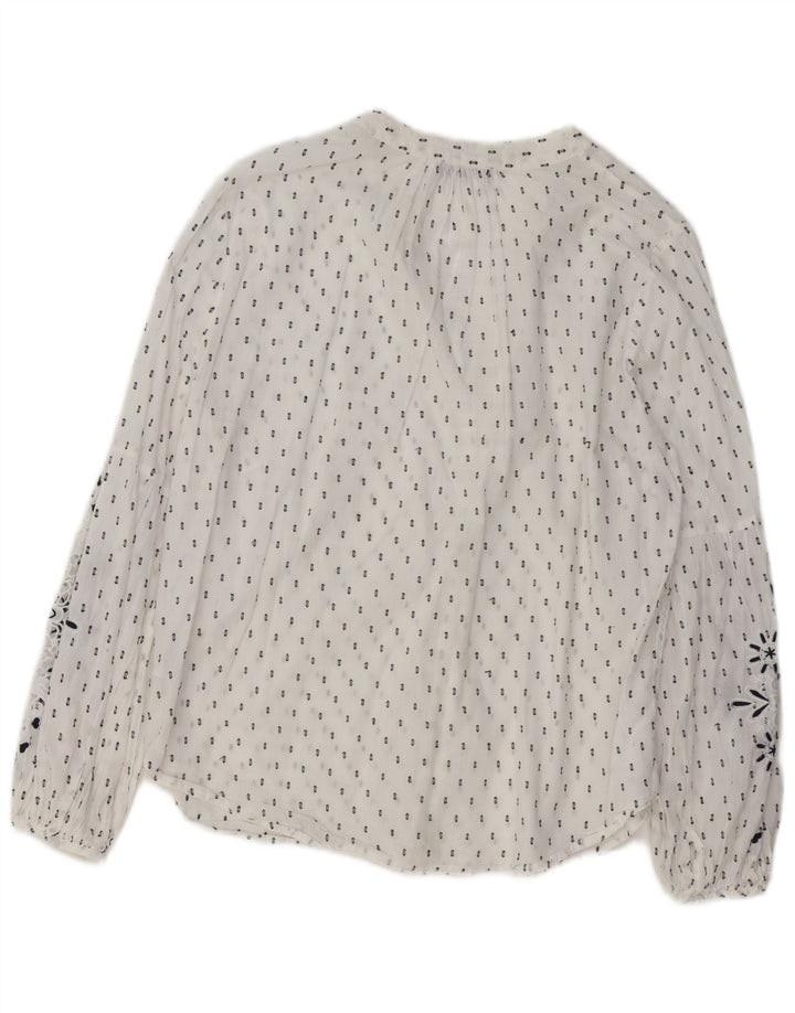 MINT VELVET Camicetta con grafica da donna UK 14 Grande cotone floreale bianco