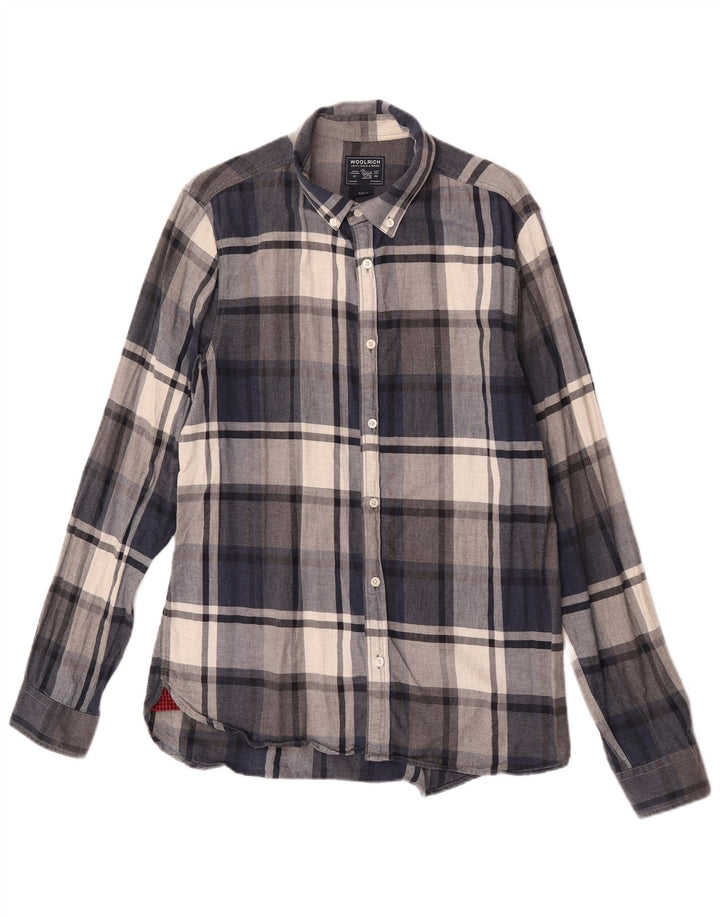 Camicia da uomo in flanella Woolrich scozzese medio blu navy