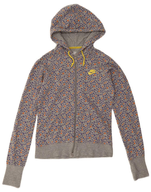 Felpa con cappuccio e zip da donna Nike UK 10 piccolo cotone maculato grigio