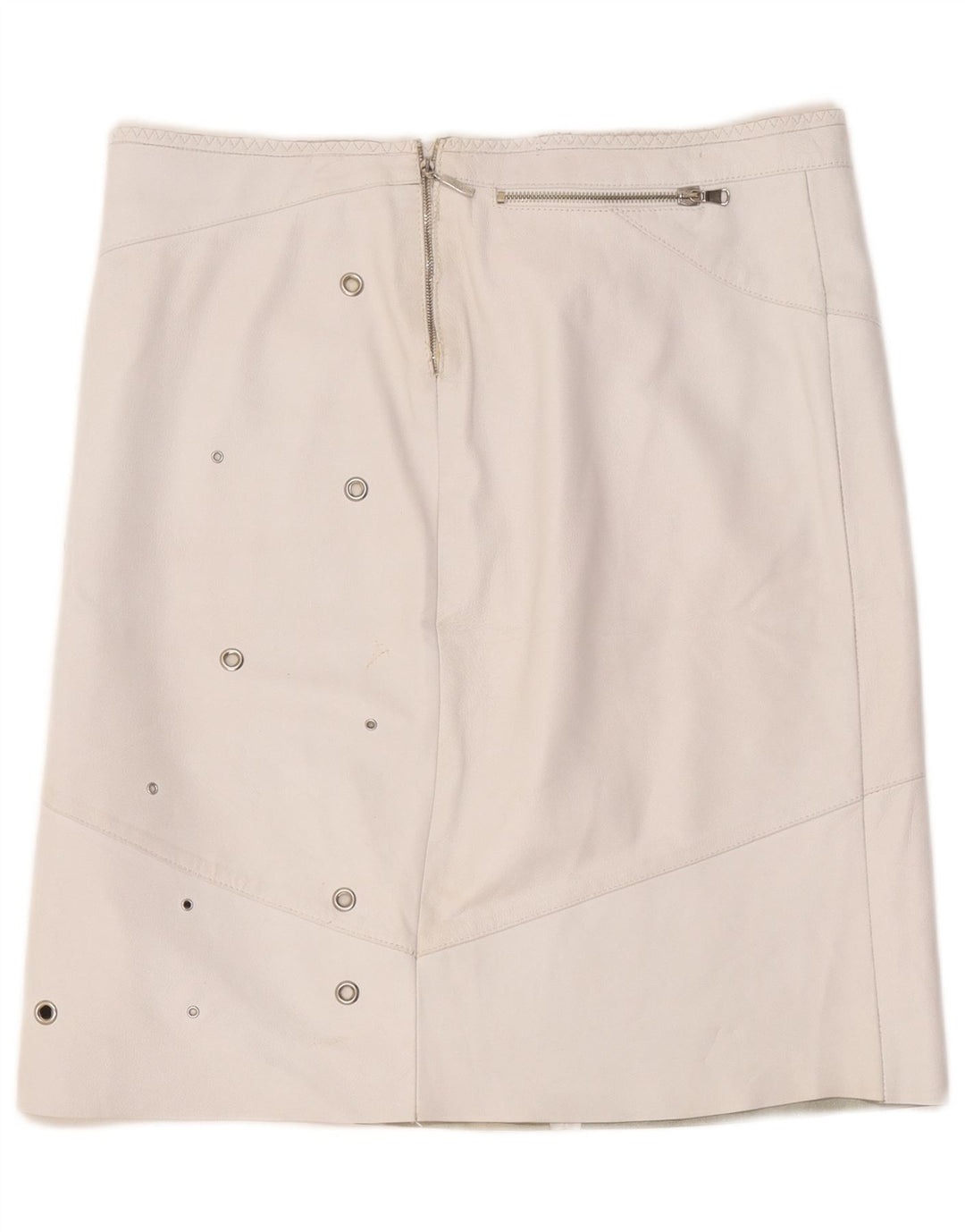 Gonna in pelle vintage da donna W36 XL bianca