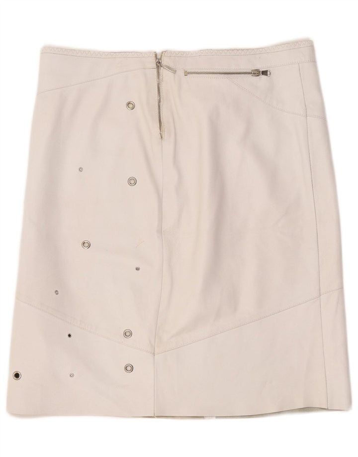 Gonna in pelle vintage da donna W36 XL bianca