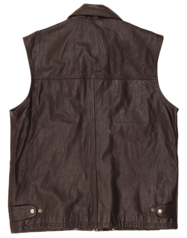 Gilet in pelle da uomo Helium UK 42 XL in pelle marrone