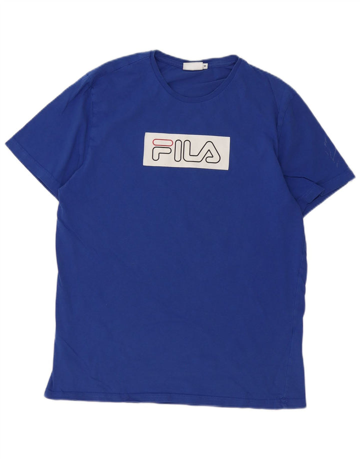 T-shirt grafica da uomo Fila Top in cotone blu medio