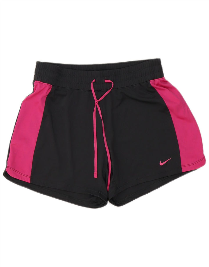 Pantaloncini sportivi da donna NIKE UK 10 Small Nero Poliestere color block
