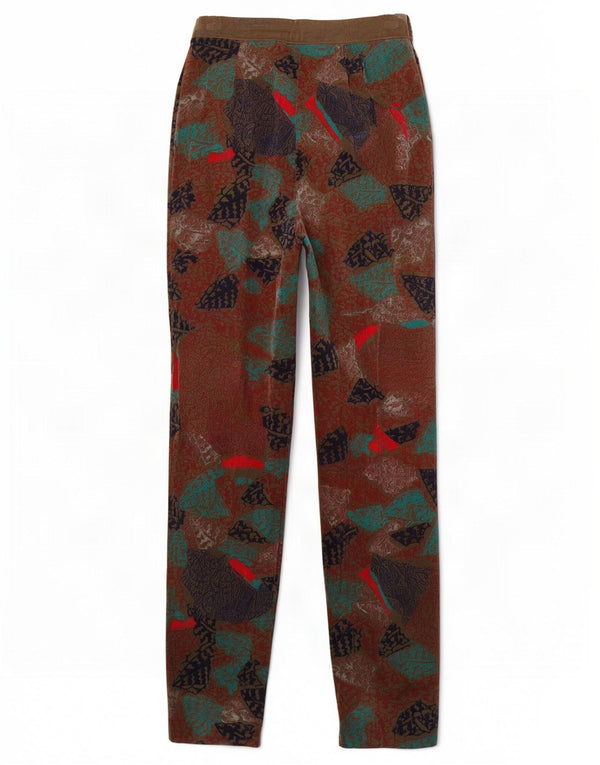 Pantaloni casual vintage da donna con motivo astratto IT 44 medio W26 L34 marrone