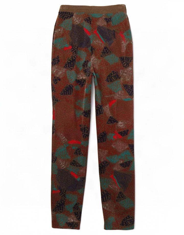 Pantaloni casual vintage da donna con motivo astratto IT 44 medio W26 L34 marrone