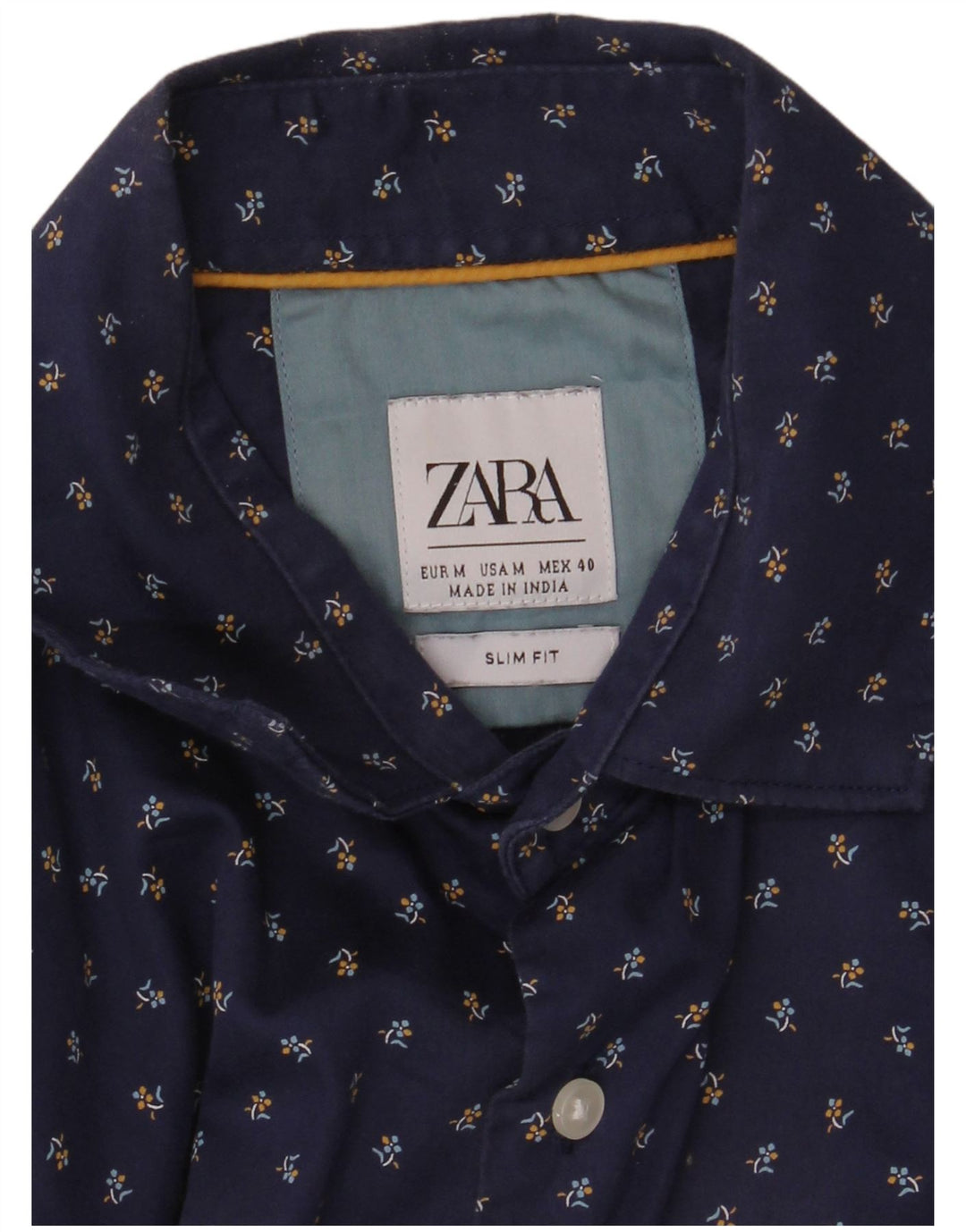 Camicia ZARA da uomo slim fit blu navy medio floreale