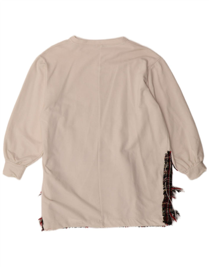 Felpa Oversize Da Donna ZARA Maglione UK 14 Medium White Colourblock