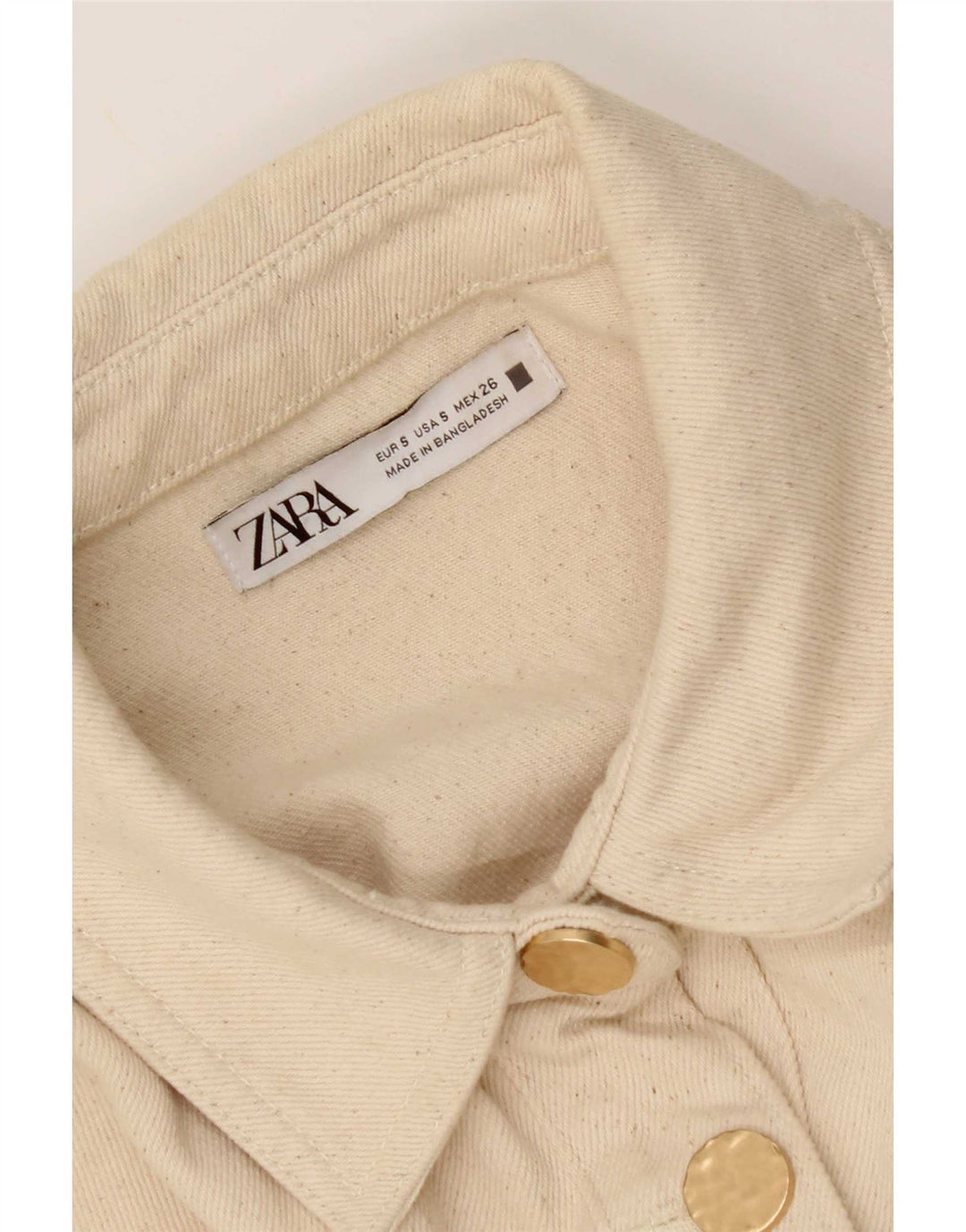 Camicia in denim con sovracamicia da donna Zara UK 10 piccola Beige