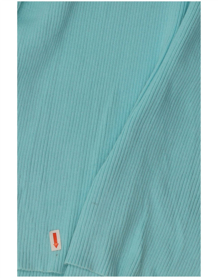 RALPH LAUREN Maglione maglione a collo alto da donna UK 14 Grande cotone blu