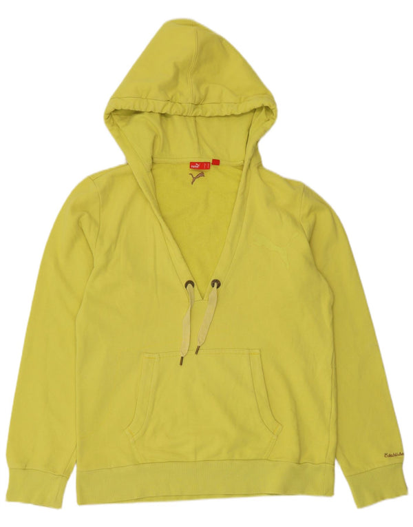 Felpa con cappuccio da donna Puma UK 16 grande in cotone giallo