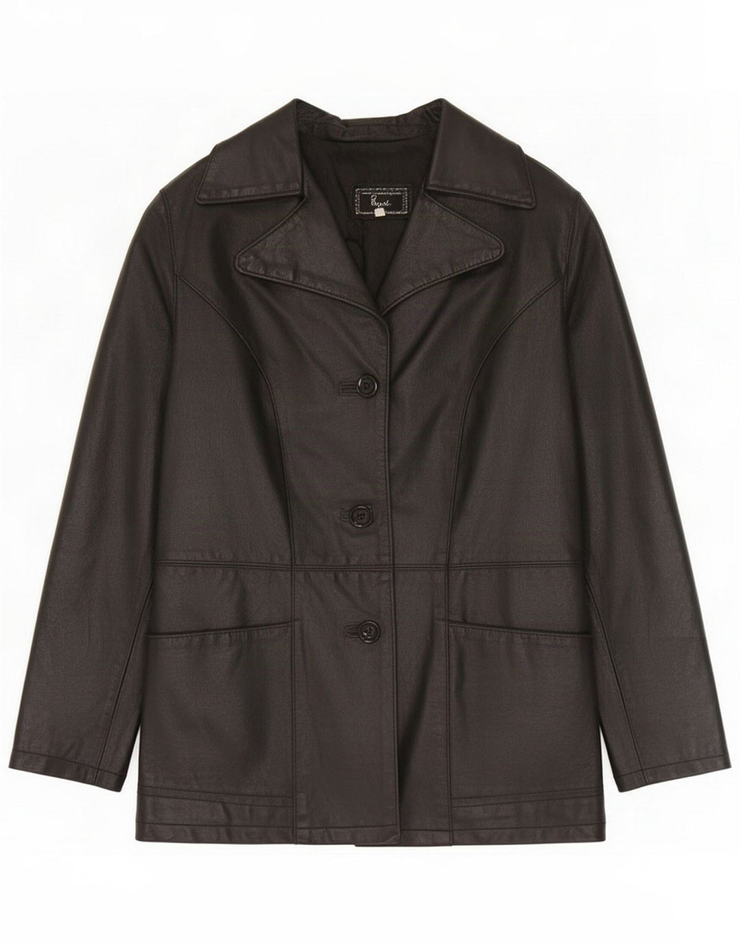 Bayside Giacca in pelle oversize da donna UK 10 Small Nero